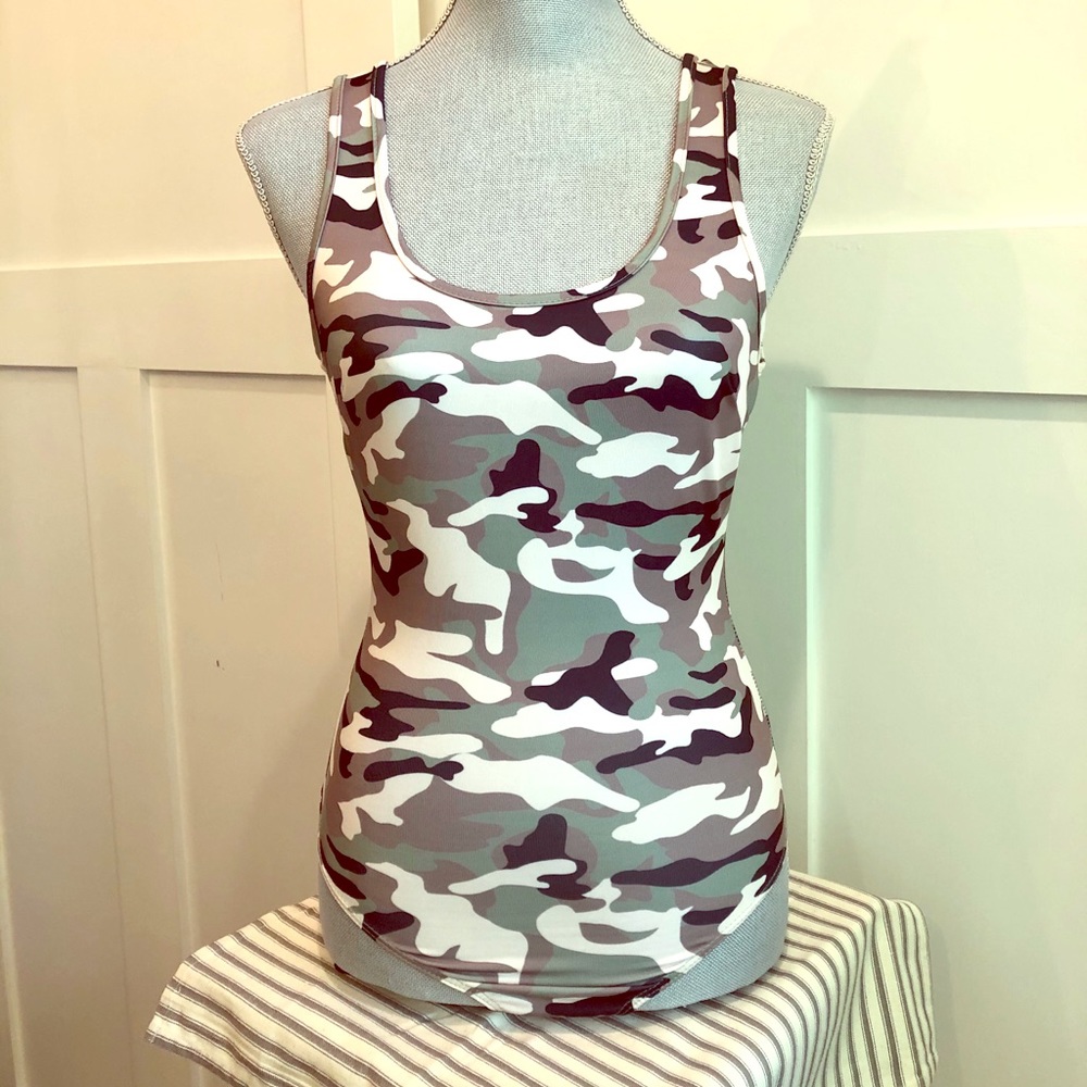 COPY- Bodysuit by Better Be camouflage green/tan/ivory thong style size sm NWT